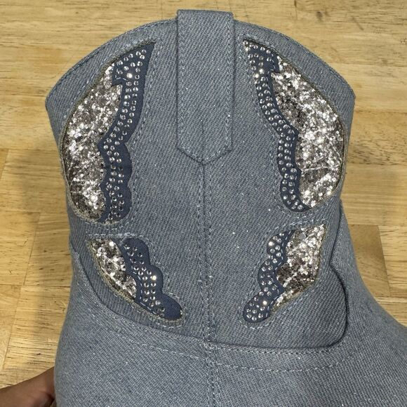 Madden Girl Misses Girls' MTINAA Denim Rhinestone Cowboy Short Boots Size 5 NEW - Picture 9 of 13